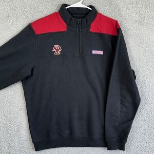 Boston College Eagles Sweatshirt Men Medium Black Red Quarter Zip Vineyard Vines